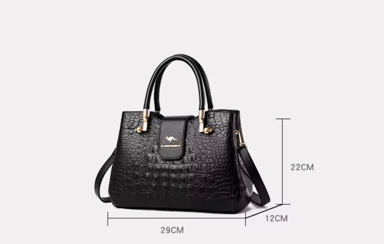 ZYB193 Elegant Crocodile-Embossed Top Handle Bag