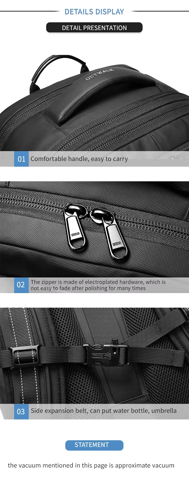 ZYB181 17 Inch Expandable Waterproof Travel Backpack With Laptop Space