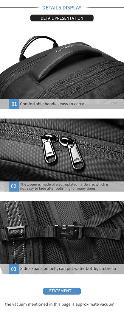 ZYB181 17 Inch Expandable Waterproof Travel Backpack With Laptop Space