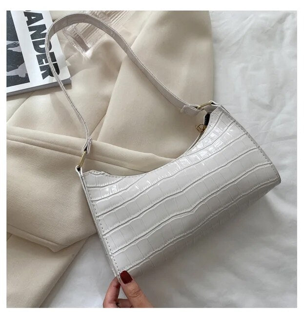 ZYB061 Chic and Minimalist: Croc-Embossed Shoulder Bag