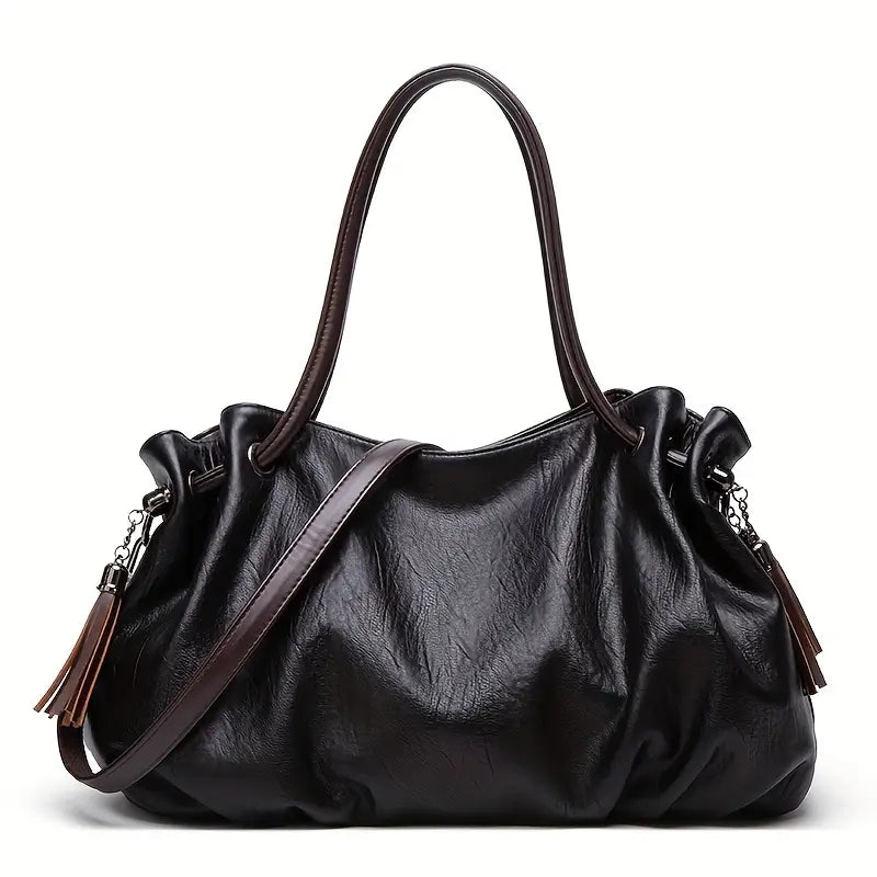ZYB092 Boho Chic: Tassel-Trimmed Hobo Bag