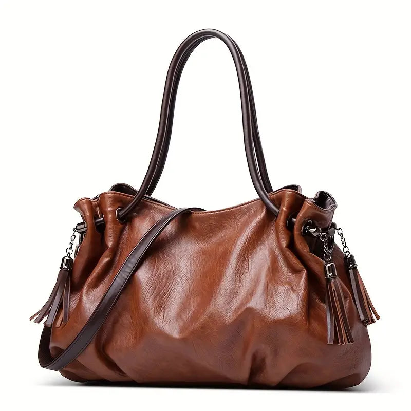 ZYB092 Boho Chic: Tassel-Trimmed Hobo Bag