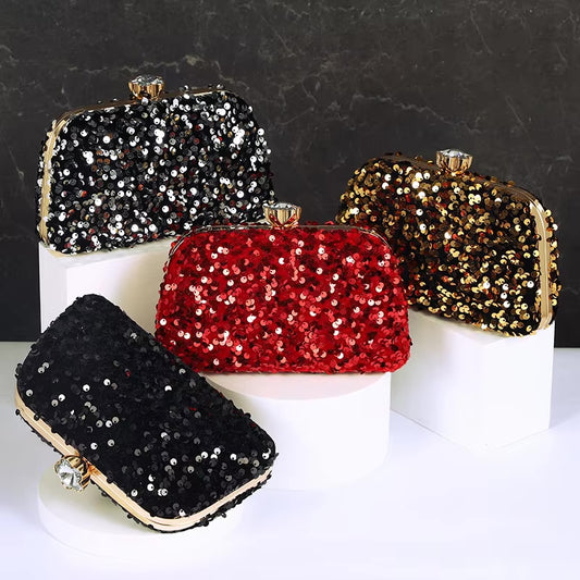 ZYB098 Fiery Red Sequined Clutch