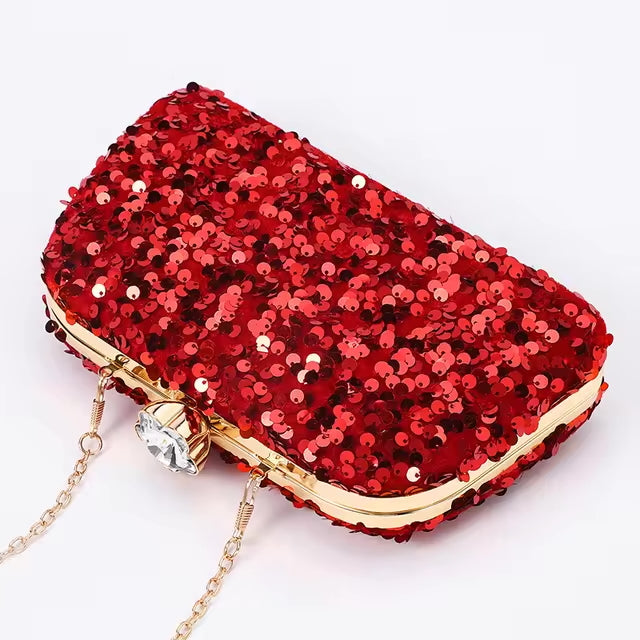 ZYB098 Fiery Red Sequined Clutch