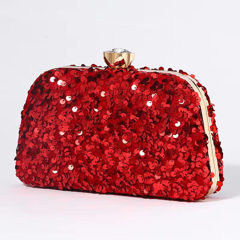 ZYB098 Fiery Red Sequined Clutch