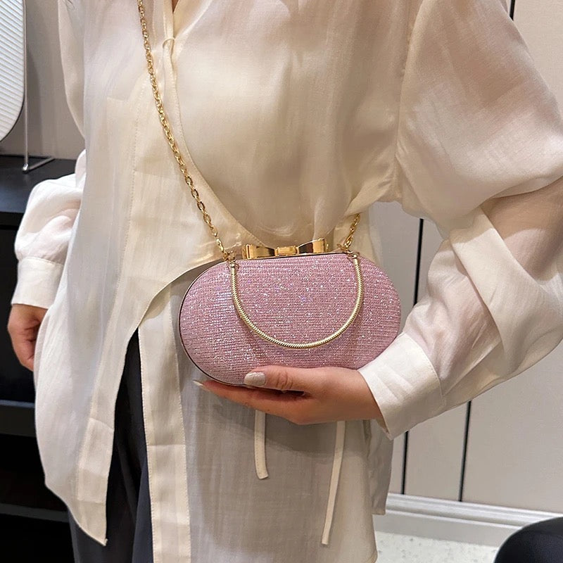 ZYB164 Shiny Glitter Evening Bag Sweet Bowknot Decor Clutch Purse