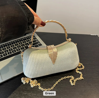 ZYB163 Metallic Clutch Bag with Studded Detail