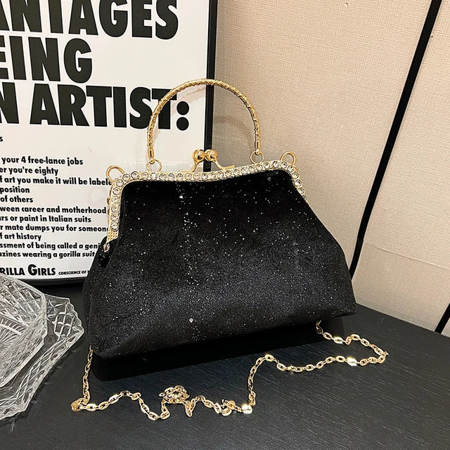 ZYB138 Glamorous Velvet Clutch with Rhinestone Accents
