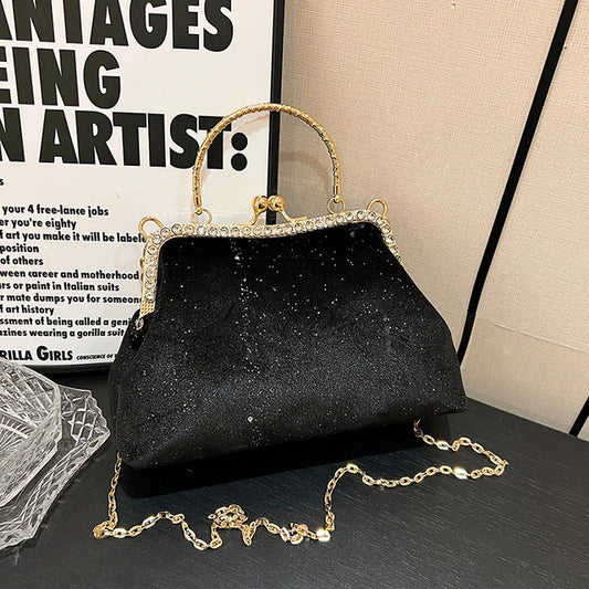 ZYB138 Glamorous Velvet Clutch with Rhinestone Accents