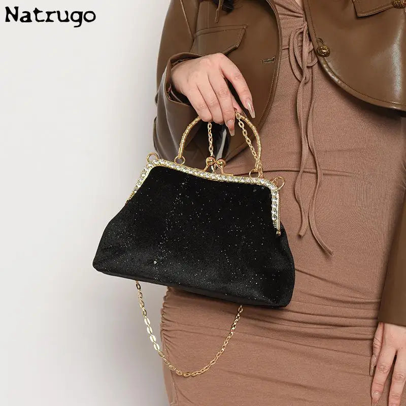 ZYB138 Glamorous Velvet Clutch with Rhinestone Accents