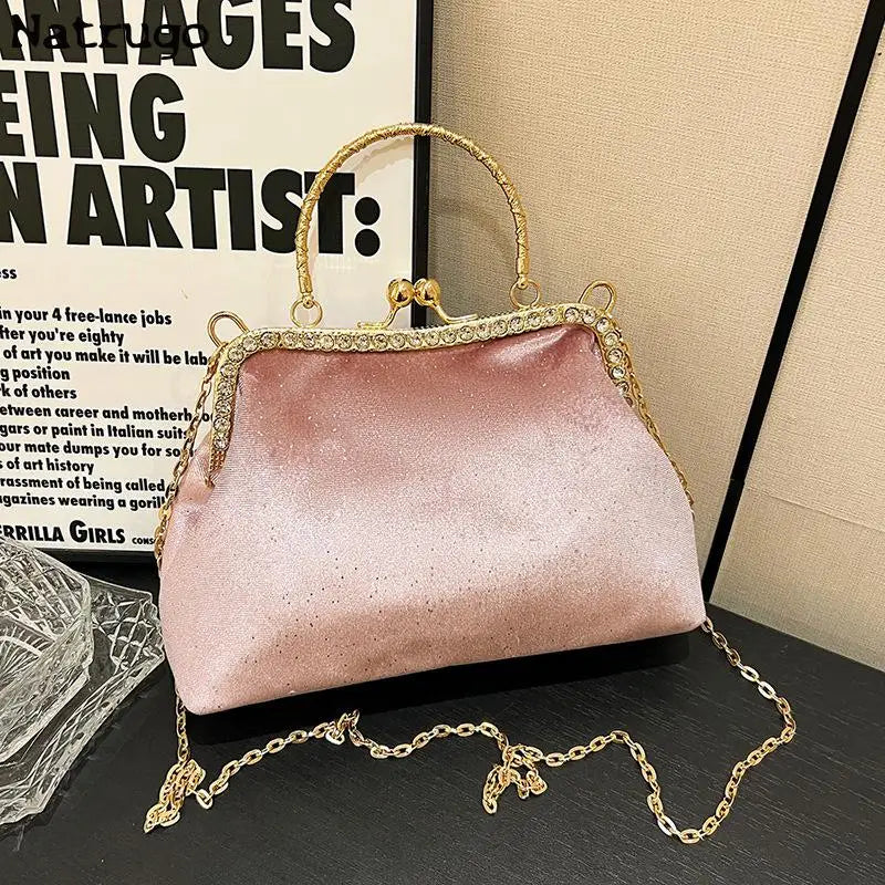 ZYB138 Glamorous Velvet Clutch with Rhinestone Accents
