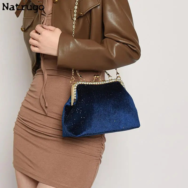 ZYB138 Glamorous Velvet Clutch with Rhinestone Accents
