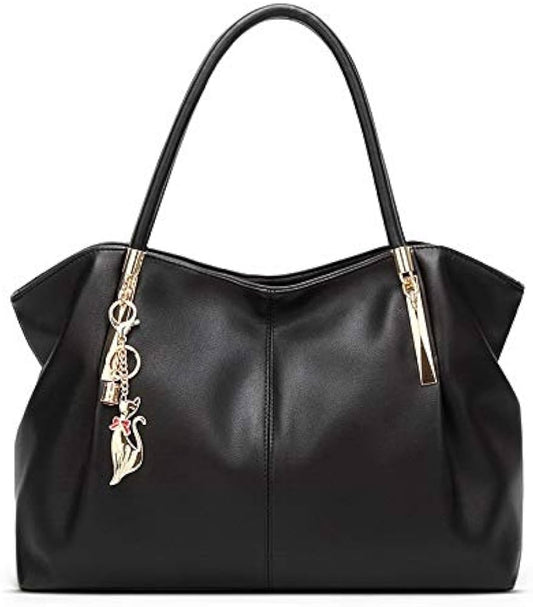 ZYB091 Sophisticated Leather Tote Bag with Gold Accents