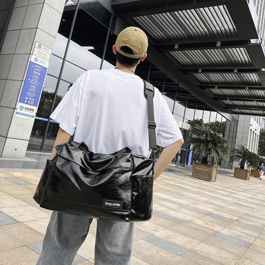 ZYB102 Luxurious Black Leather Duffel Bag