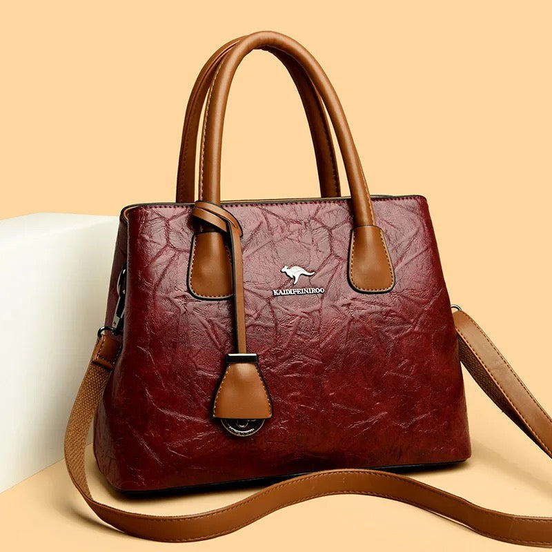 ZYB195 Timeless Elegance: Structured Leather Handbag