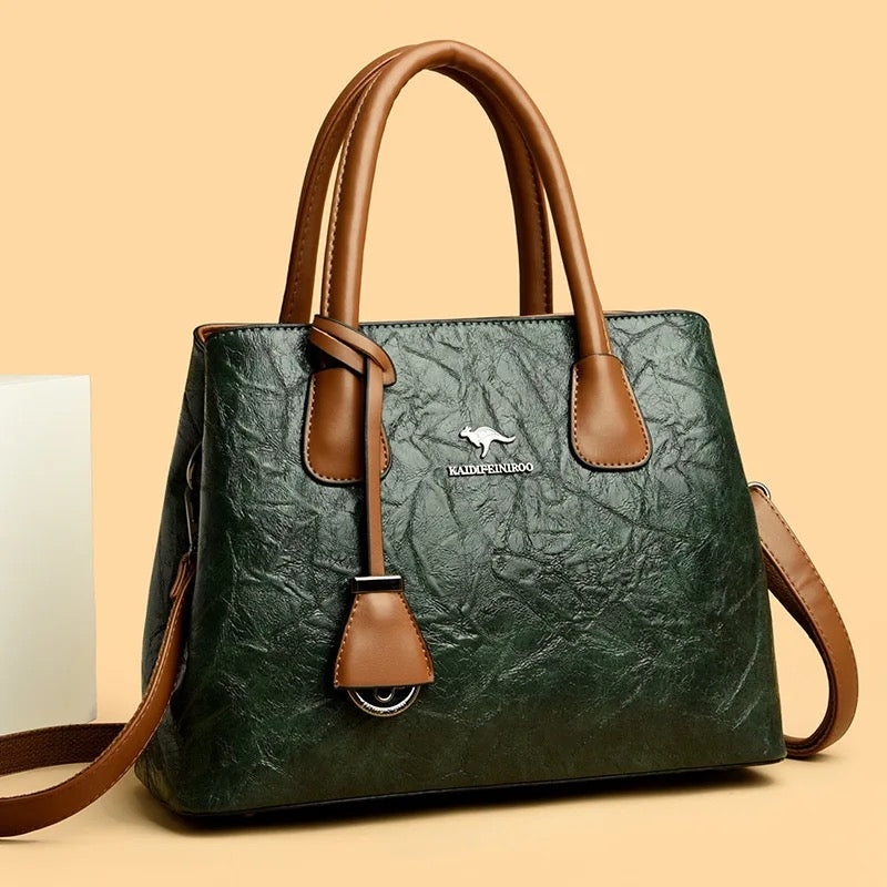 ZYB195 Timeless Elegance: Structured Leather Handbag