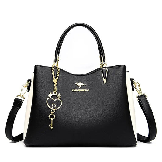 ZYB194 Chic Two-Tone Handbag with Heart Lock Charm