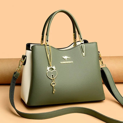 ZYB194 Chic Two-Tone Handbag with Heart Lock Charm