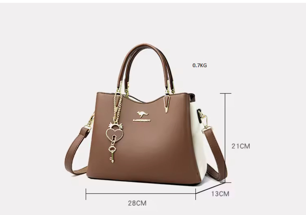 ZYB194 Chic Two-Tone Handbag with Heart Lock Charm