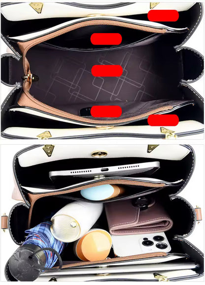 ZYB194 Chic Two-Tone Handbag with Heart Lock Charm