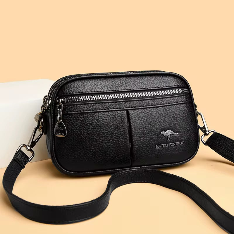 ZYB211 Dual-Zip Compact Pebbled Crossbody