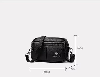 ZYB211 Dual-Zip Compact Pebbled Crossbody