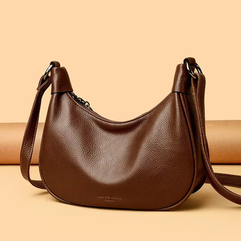 ZYB214 Pebbled Crescent Saddle Crossbody