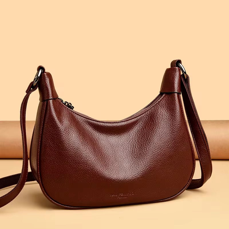 ZYB214 Pebbled Crescent Saddle Crossbody