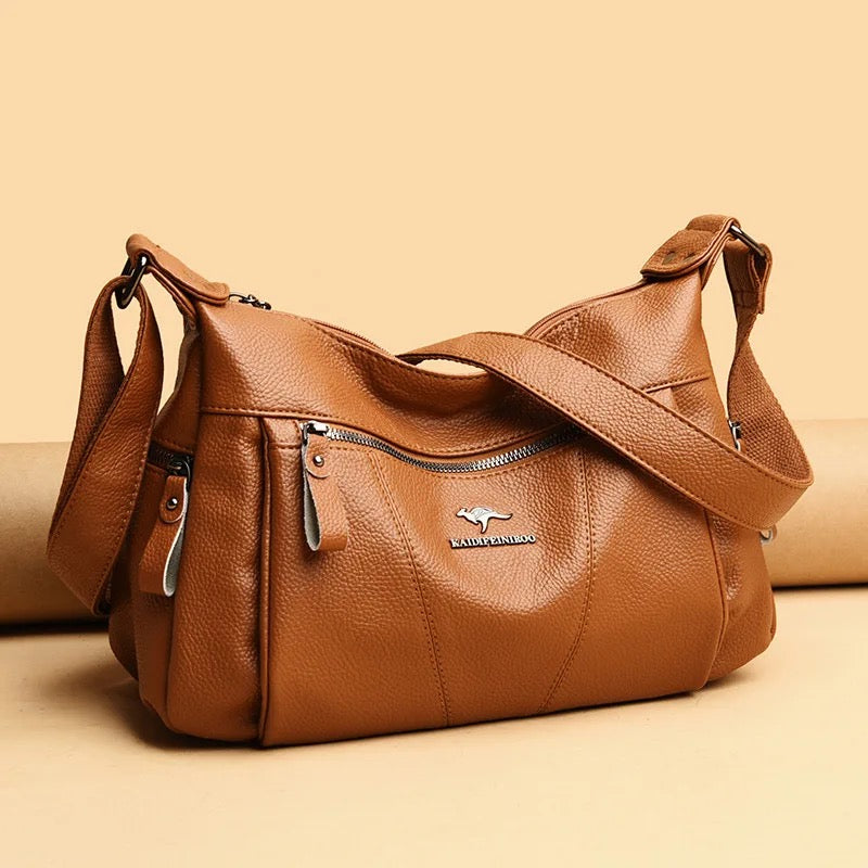 ZYB114 KAIDIFEINIROO - Timeless Leather Shoulder Bag with Subtle Croc-Embossed Pattern