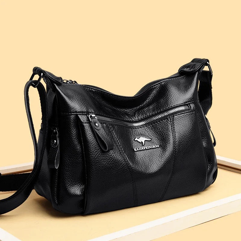 ZYB114 KAIDIFEINIROO - Timeless Leather Shoulder Bag with Subtle Croc-Embossed Pattern