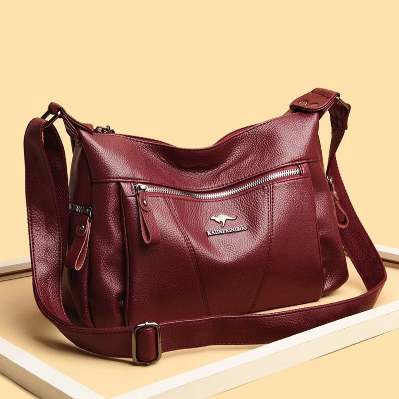 ZYB114 KAIDIFEINIROO - Timeless Leather Shoulder Bag with Subtle Croc-Embossed Pattern