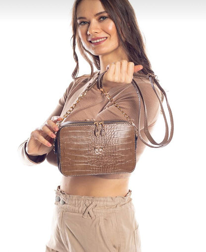 ZYB034 Croc-Embossed Crossbody Bag